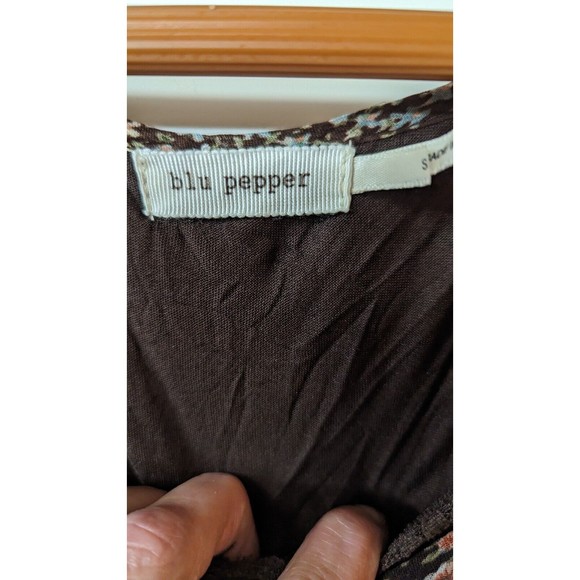 BLU PEPPER WOMEN'S BROWN FLORAL LACE DRESS LONG SLEEVE SZ SMALL - Picture 6 of 7